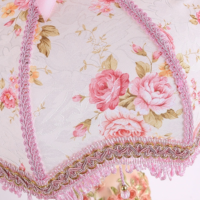 Bedside Lamps Table Lamp Traditional for Living Room Retro Bedroom Lamp Resin with Fabric Lampshade for Bedside Table Nightlamps3