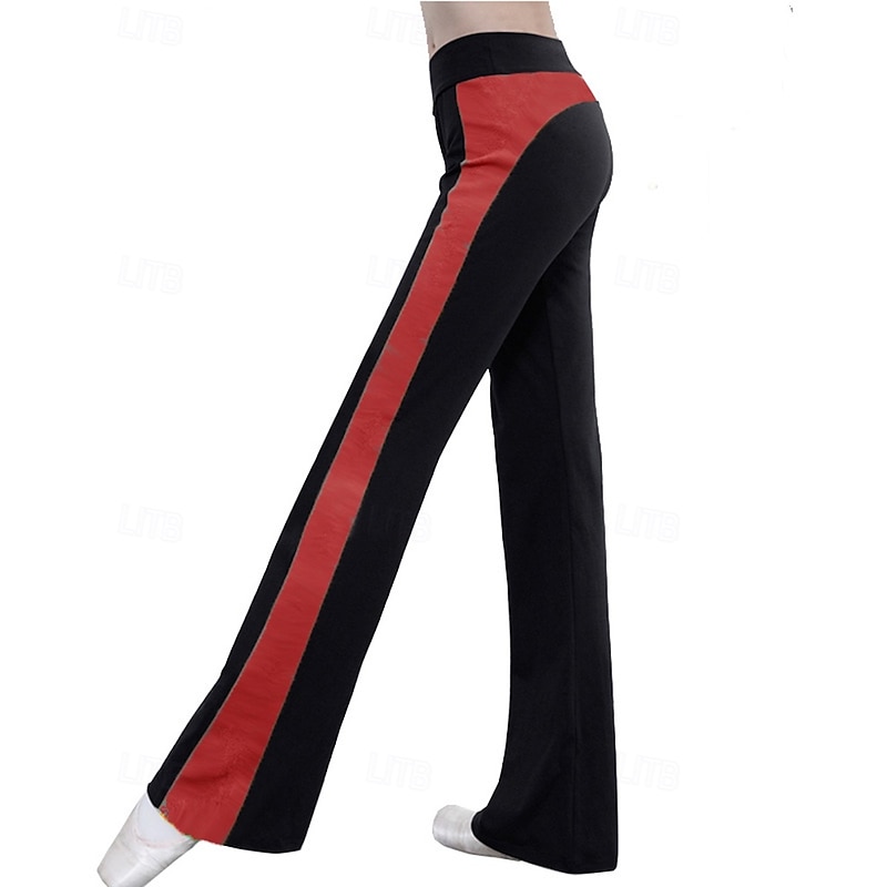 Women's fitness pants Pilates Pants Yoga Pants Contrasting Colors Lightweight High Waist Gym Pilates Zumba Bottoms Red Burgundy Green Lycra Fall Sports Activewear Micro-elastic Loose Fit