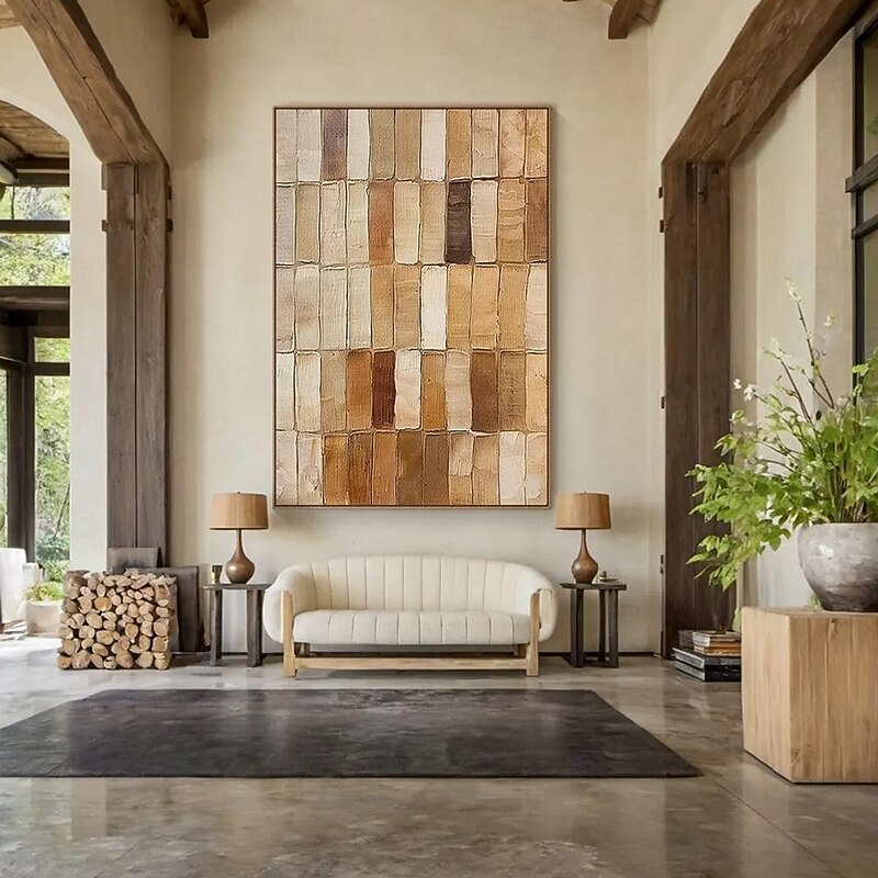 Mintura Hand Painted Abstract Brown Texture Oil Paintings on Canvas Modern Abstract Wall Art Picture For Home Decoration Ready To Hang With Stretched Frame2