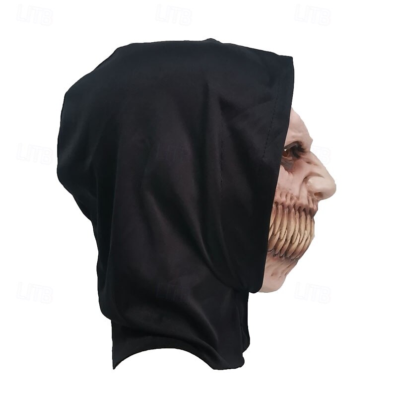 Halloween Black Hat Fang Witch Mask For Adults Realistic Scary Costumes Latex Face Mask, Creepy Vampire Warlock Horror Mask, Spooky Party Prop4