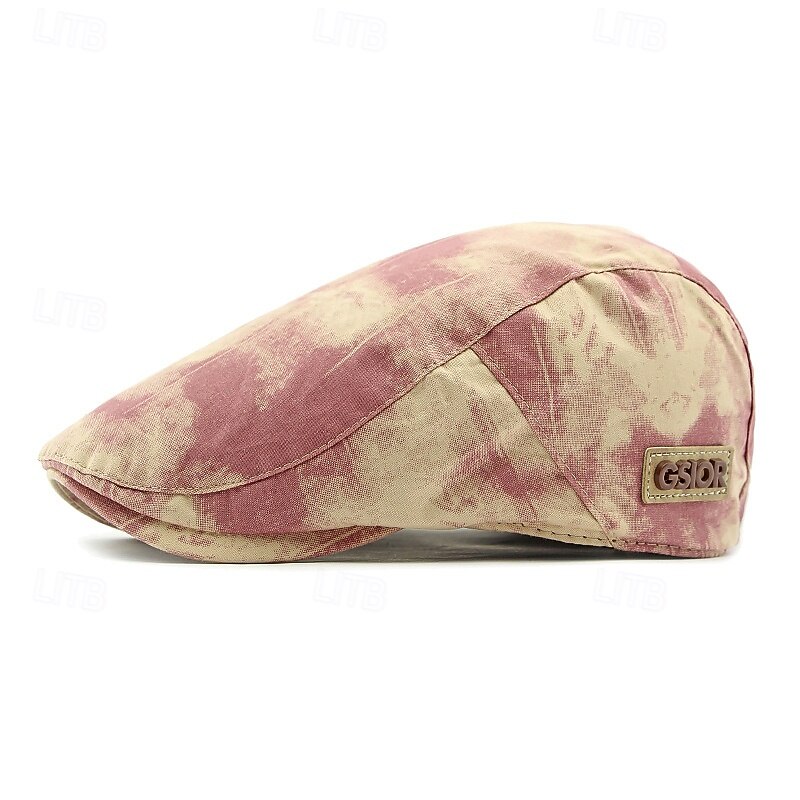 Men's Flat Cap Ascot Hat Newsboy Hat Black Pink Cotton Fashion Casual Street Daily Tie Dye Adjustable Sunscreen Breathable4