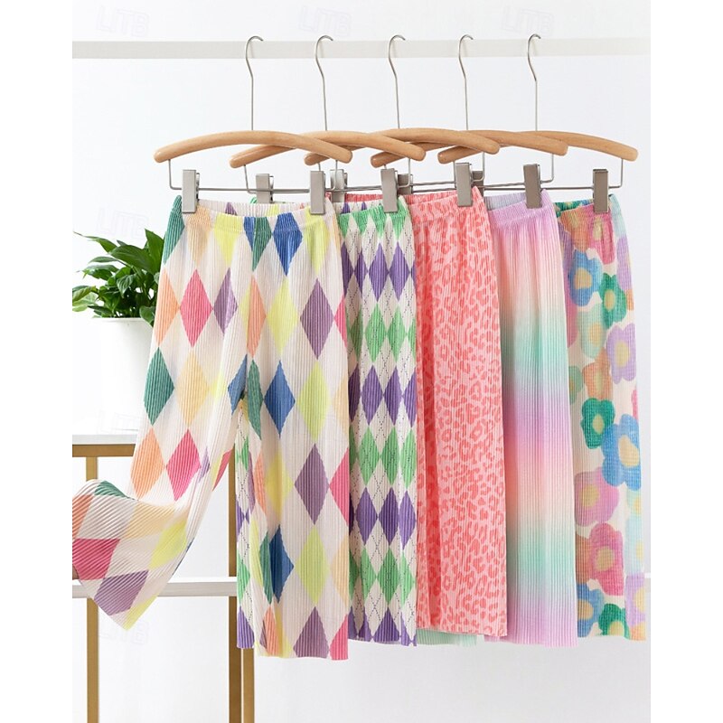 Kids Girls' Leggings Floral Streetwear Outdoor 4-12 Years Fall Light Pink Pink Blue