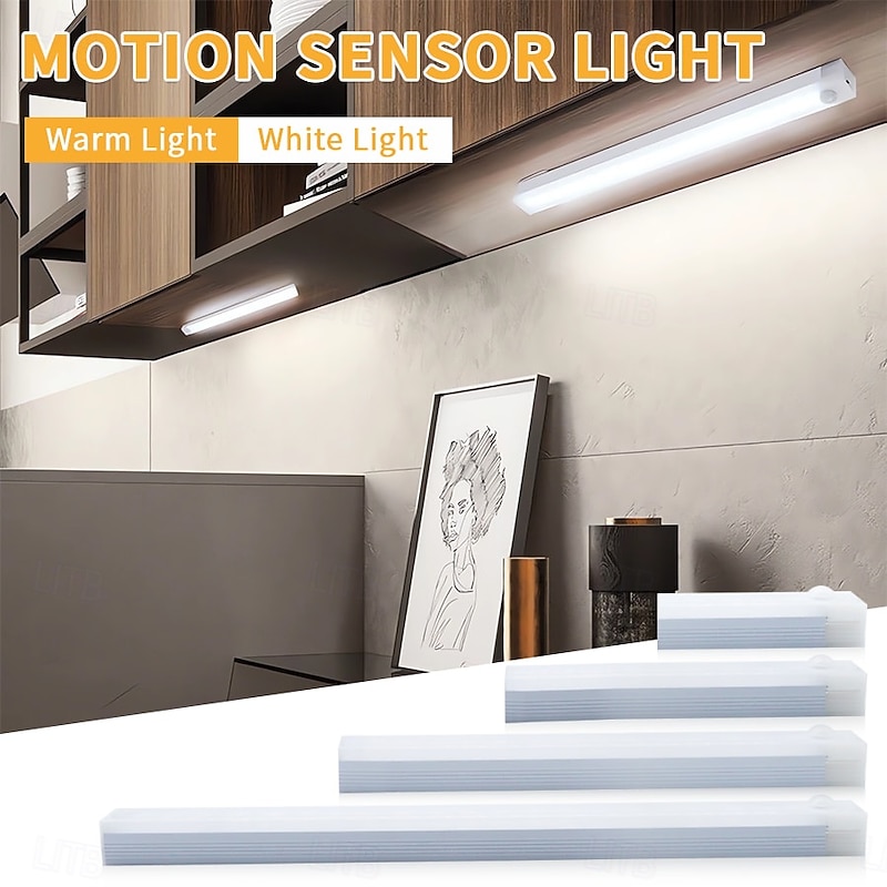 Under Cabinet Lighting 1 PACK,  USB Charging Cabinet Light, Long Strip Intelligent Sensing Cabinet Light, for Bedroom Desks Corridors Stairwells Entrances Shoe Cabinets Wardrobes3