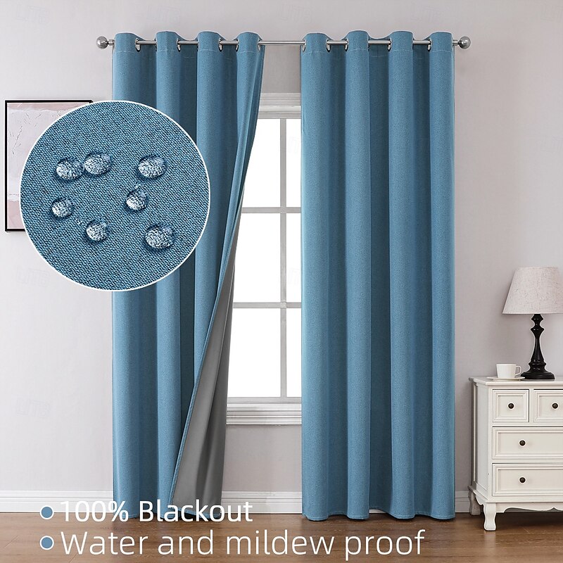 1 Piece Waterproof Perforated Mildew Proof Velvet Blackout Curtains, Heat and Sound Insulation Blackout Curtains For Bedroom Decoration