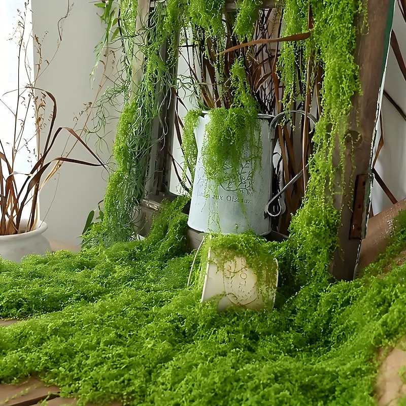 Realistic Artificial Moss(100g), Durable Plastic DIY Indoor Garden Decor, Natural Green Moss for Glass Terrariums, Planters, Outdoor Landscaping, Textured Garden Accessories2