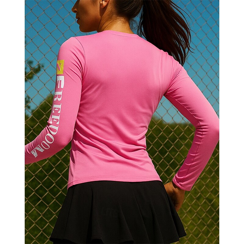 Women's Running T-Shirt Running Top Sports Top Long Sleeve Tee Tshirt Letter Quick Dry Lightweight Breathable Hiking Running Sportswear Activewear Black Pink2