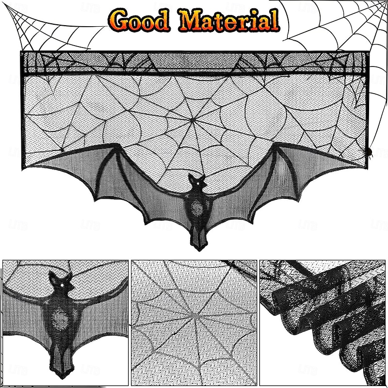 Halloween Scary Witch Front Door Curtain Decoration, Halloween Broomstick Bats Flying Jagged Bottom DisplayDoor Cover2