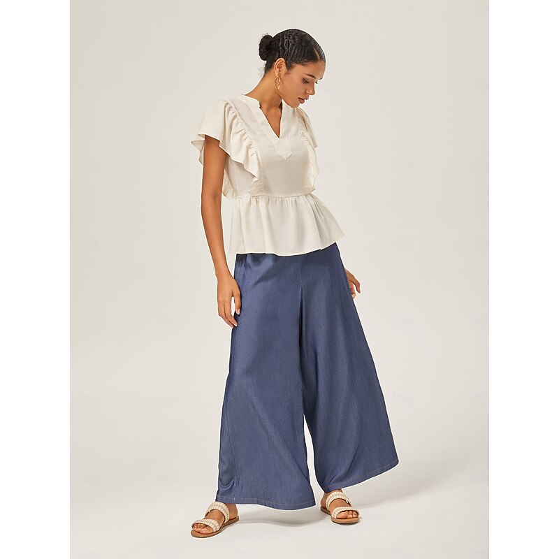 Tencel Denim Wide-Leg Pants4