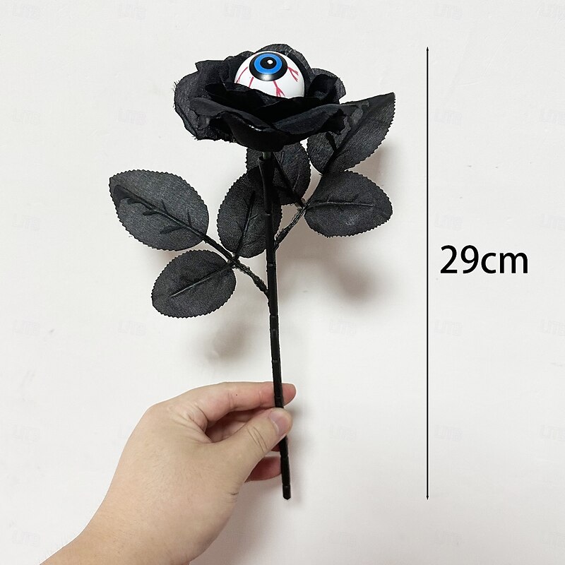 10 Bundles Halloween Eyeball Artificial Roses, Black Rose Stems with Eyeballs, Multicolor Halloween Floral Stems for Spooky Party Table Decor4