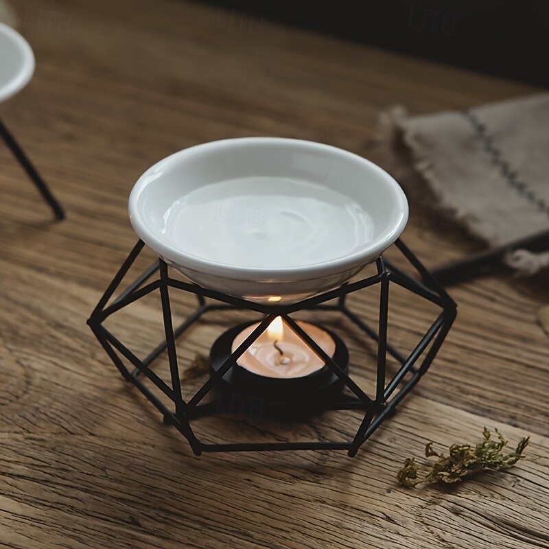 1 Set Ceramic Tealight Candle Holder - Fragrant Essential Oil Diffuser Aroma-Rich Candle Oil Warmer Gentle Tea Light Wax Melt Warmer - Unique Birds Nest Design Durable Metal Construction Perfect f2