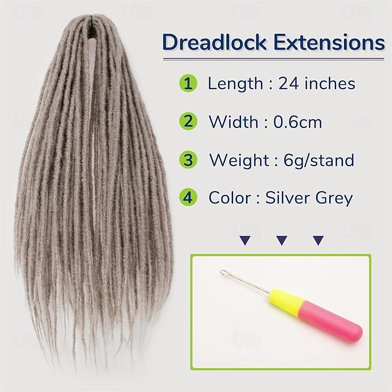 24 Inch Dreadlocks Extensions Hippie Locs Crochet Hair for Women 10 Strands Handmade Soft locs crochet locs Synthetic thin 0.6cm Double Ended Dreads Extensions4