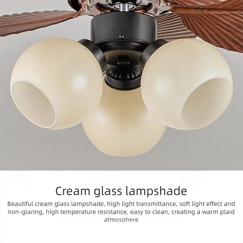 Ceiling Fan with Lights  Wooden Ceiling Fan with Lights Silent Reversible DC Motor with 3 Blades for Farmhouse, Living Room, Bedroom, Office4