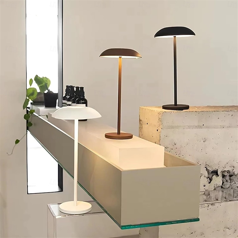 1 Pc Table Lamp Aluminum Metal Rechargeable Desk Lamp With Three Color Infinite Dimming And Soft Light For Eye Protection, Indoor And Outdoor Camping, Reading, Bedside Lighting, Type-C Charging