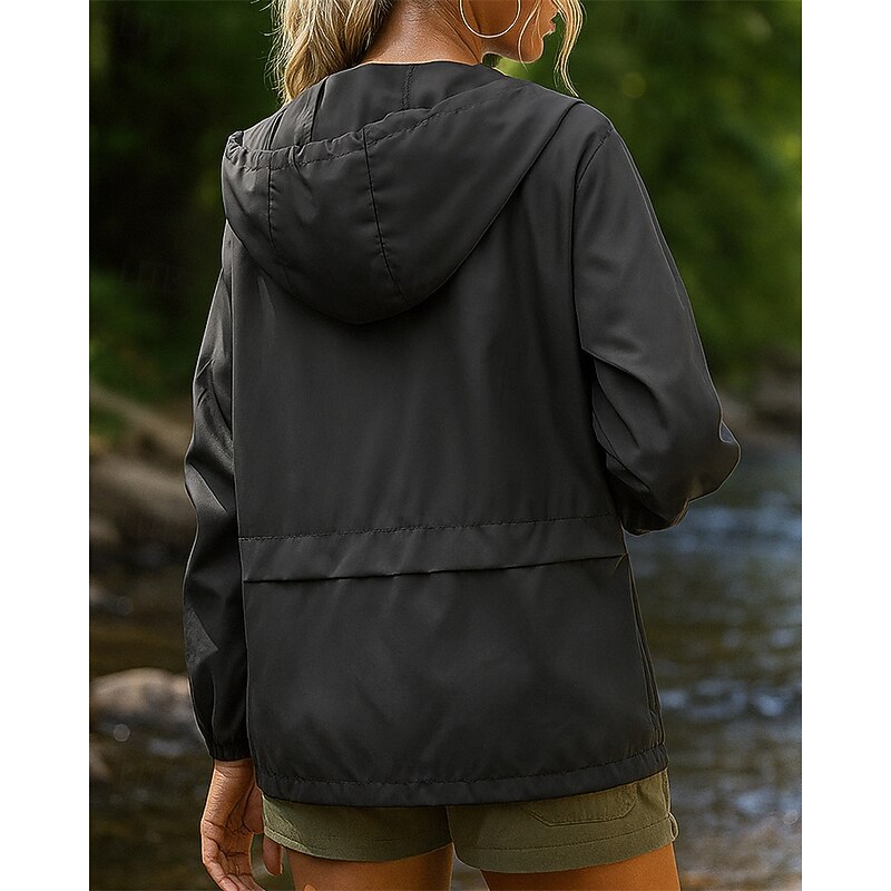 Women's Hiking Jacket Sport Jacket Outdoor Waterproof Windproof Quick Dry Lightweight Hiking Outfits Hiking Clothes Spring Autumn / Fall Jacket Tennis Golf Running Solid Color Dark Grey Black Burgundy2