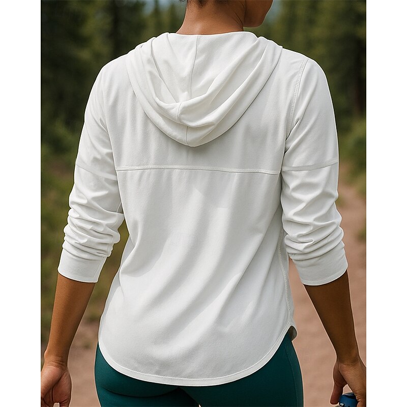 Women's Outdoor Jacket Hiking Jacket Outdoor Sun Protection Breathable Quick Dry Lightweight Hiking Outfits Hiking Clothes Spring Autumn / Fall Jacket Tennis Golf Running Solid Color White Pink Green2