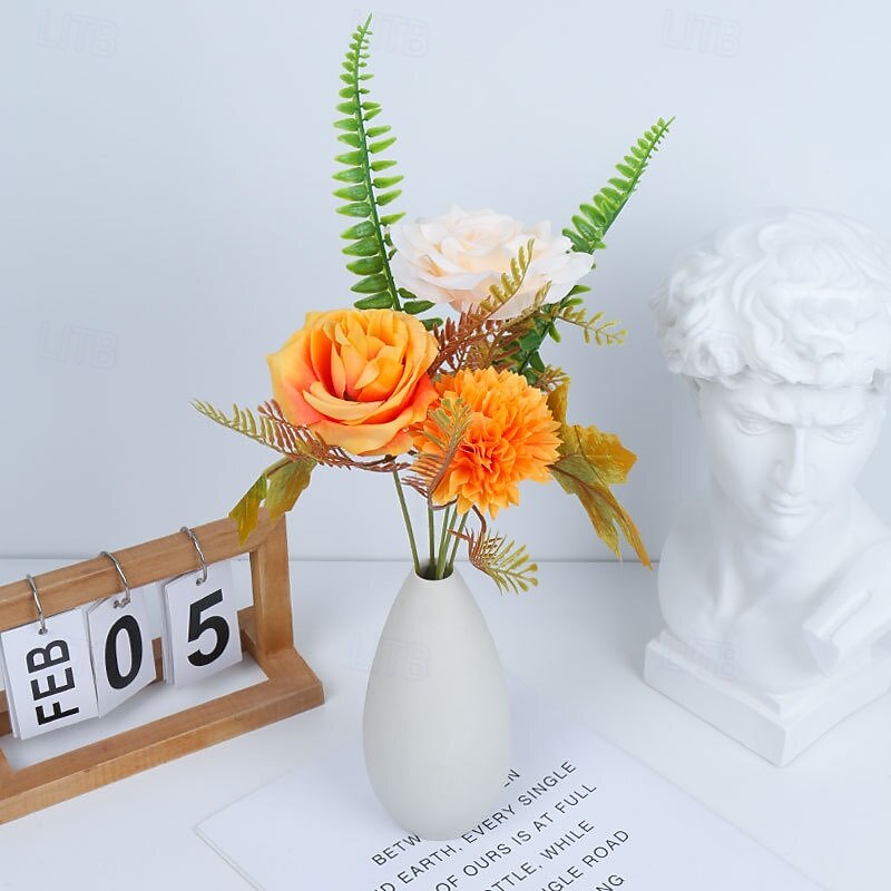 1 Bundle Fall Artificial Flower Bouquet, Thanksgiving Maple Leaf Pumpkin Wreath, Halloween Autumn Home Decor Arrangement3