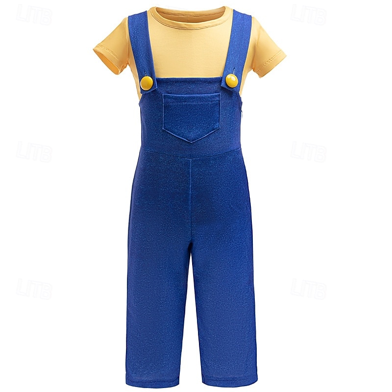 Banana Crew Minion Costume Jumpsuit Adventure Movie Cosplay Movie Cosplay for Boys' Kids Halloween Carnival World Book Day Party School Event Dress Up