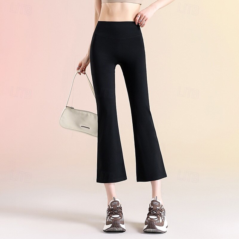 Women's pilates leggings Sports Pants Yoga Leggings Flared Lightweight Pilates Zumba Running Capri Leggings Solid Color Black White Pink Fall Winter Sports Activewear Micro-elastic4