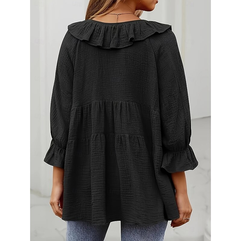 Women's Summer Tops Casual Short Sleeve V Neck Regular Tops Black Summer2