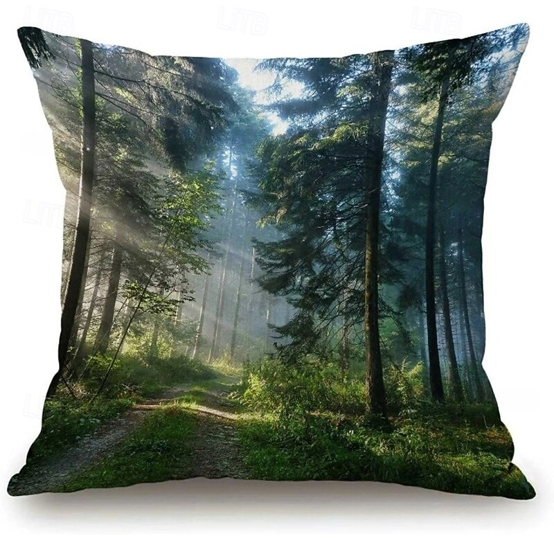 Landscape Forest Decorative Toss Pillows Cover 1PC Soft Square Couch Cushion Case Pillowcase for Bedroom Livingroom Sofa Chair4