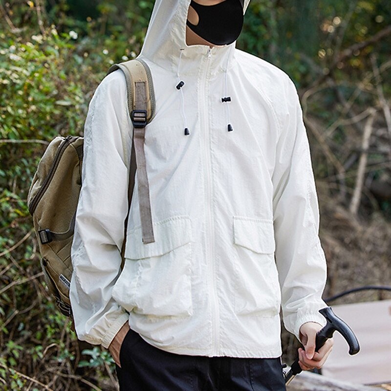 Men's Women's Unisex Running Jacket Outdoor Jacket Cargo Jacket Pocket Full Zip Long Sleeve Outerwear Athletic Solid Colored Sun Protection Quick Dry Lightweight UV Cooling Tennis Golf Running2