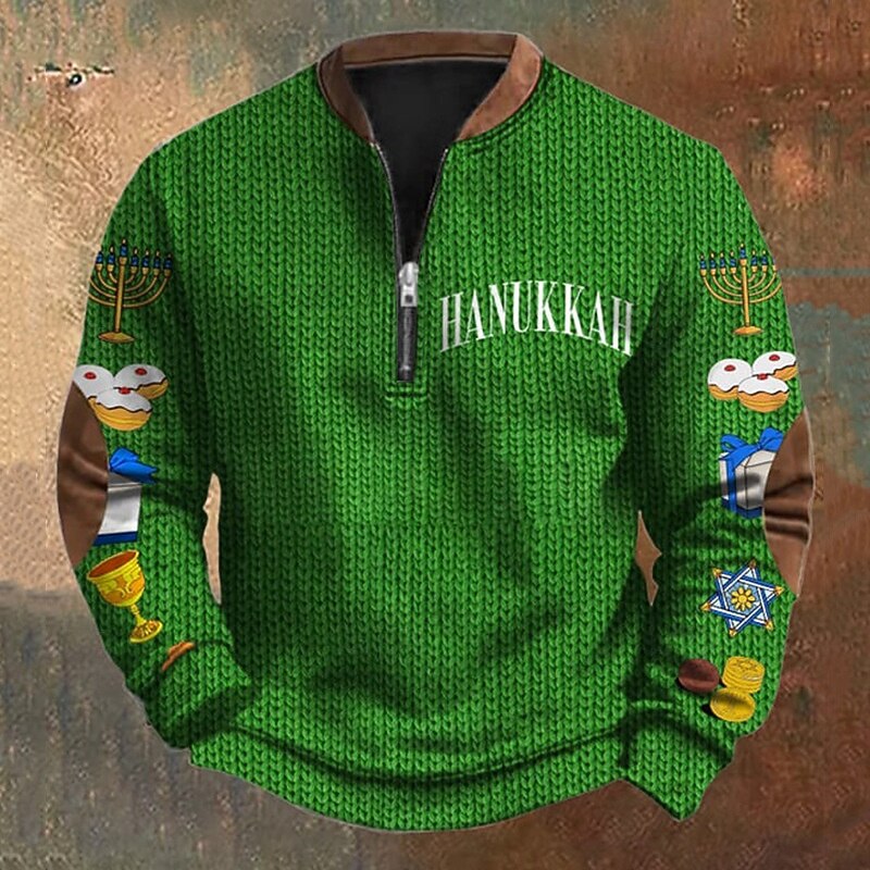 Men's Sweatshirt Quarter Zip Sweatshirt Black Army Green Royal Blue Half Zip Graphic Color Block Letter Sports & Outdoor Daily Holiday Polyester Streetwear Casual Fall & Winter Clothing Apparel3