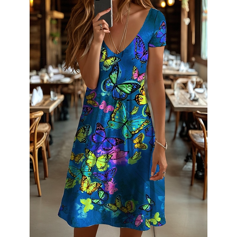 Women's Mini Dress T Shirt Dress Tee Dress A Line Dress Summer Dress Vacation Casual Holiday Regular Fit Floral Graphic Animal Short Sleeve Crew Neck Yellow Red Blue Purple Summer Spring4