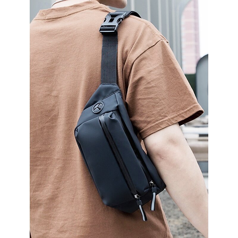 Men's Waterproof Fanny Bag Waist Bag with Reflective Strips - Anti-scratch Chest Bag, Can be worn as a Crossbody Bag, Suitable for Daily Commuting, Travel and Outdoor Activities2