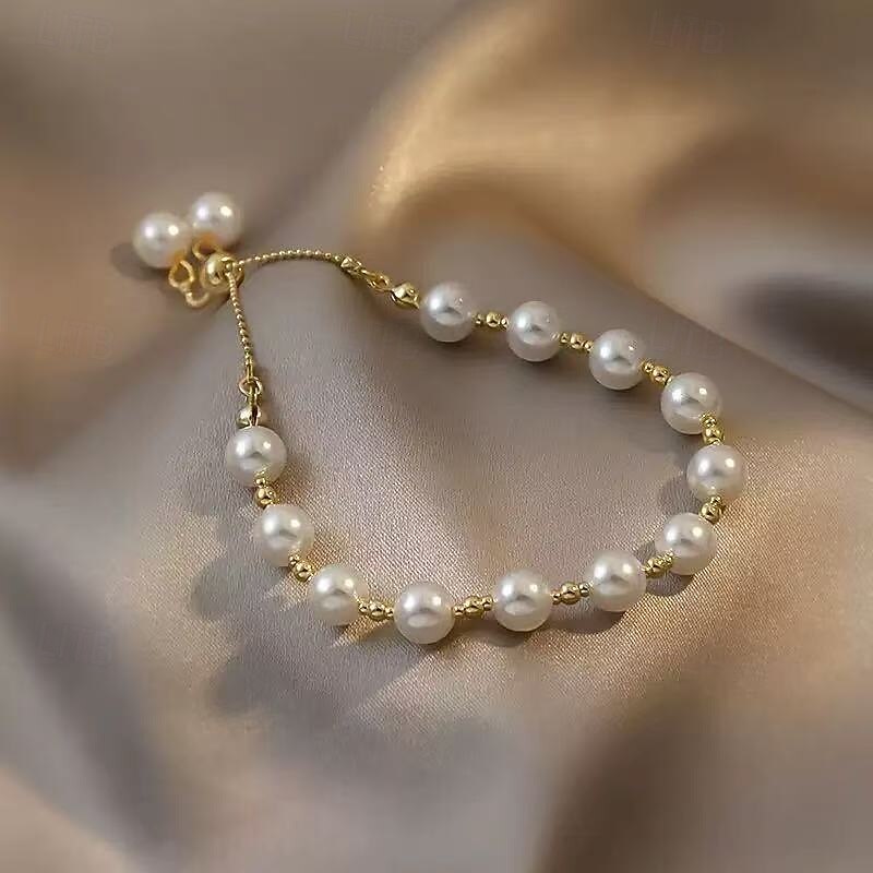 Women's Bead Bracelet Beads Precious Elegant Stylish Plastic Bracelet Jewelry Golden For Party2