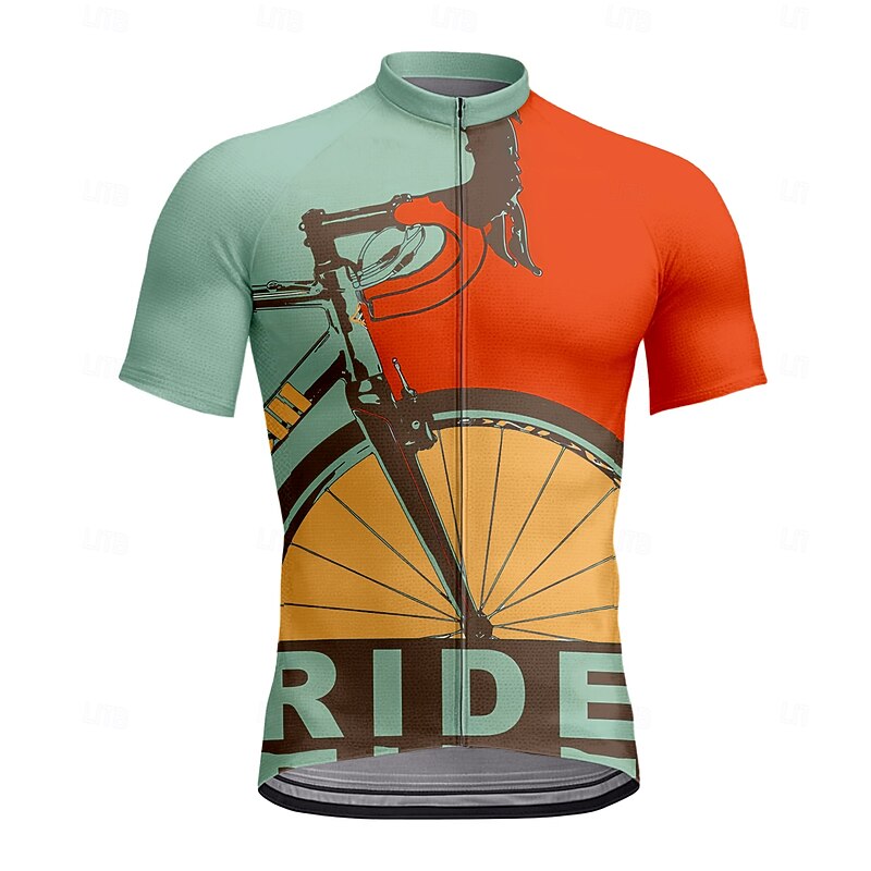 Men's Cycling Jersey Graphic Geometric Letter & Number Short Sleeve Bike Tee Tshirt Jersey Top with 3 Rear Pockets UV Resistant Quick Dry Front Zipper Reflective Strips Sports Black Pink Red Clothing4