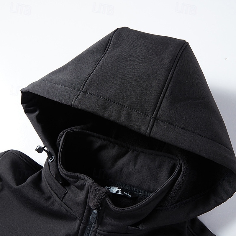 Men's Windbreaker Fleece Jacket Outdoor Thermal Waterproof Windproof Warm Hiking Outfits Hiking Clothes Spring Autumn / Fall Top Camping / Hiking / Caving Running Black Blue Green4