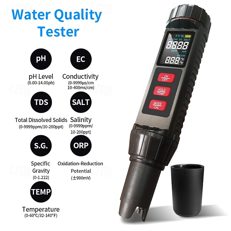 7-in-1 TDS Water Tester 0.01 High Accuracy Digital pH Meter PH/ TDS/ EC/ Salinity/ Temperature Tester PPM Water Tester for Drinking Water Hydroponics Plants Aquariums and Swimming Pools2