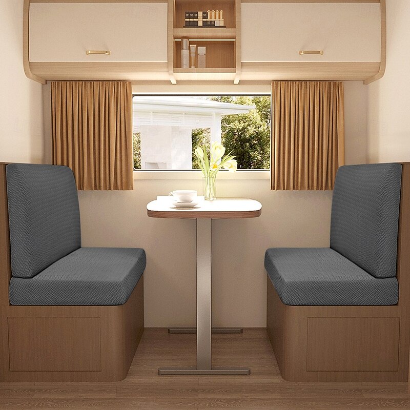 2-Piece RV Dinette Cushion Covers Stretch T-Shaped Sofa Cushion Covers - Elastic Slipcovers for Camper Seats - Durable and Easy to Fit RV Furniture Protection3