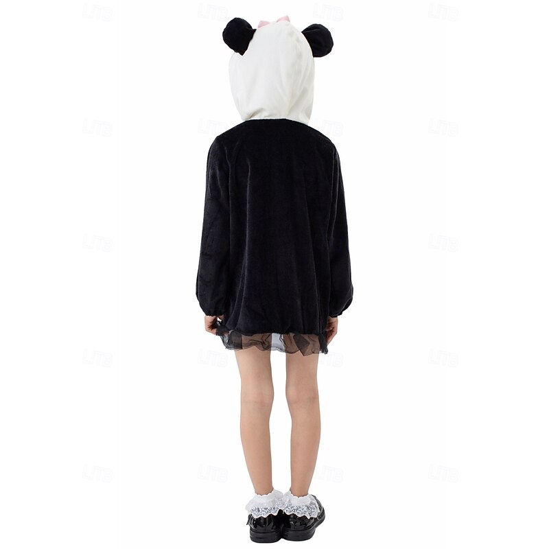 Panda Halloween Dress Hoodie Kigurumi Pajamas Fairy Tail Animal Cosplay Kid's Girls' Halloween Carnival World Book Day Performance Educational Dress Up School Event Dress Up Easy Halloween Costumes2