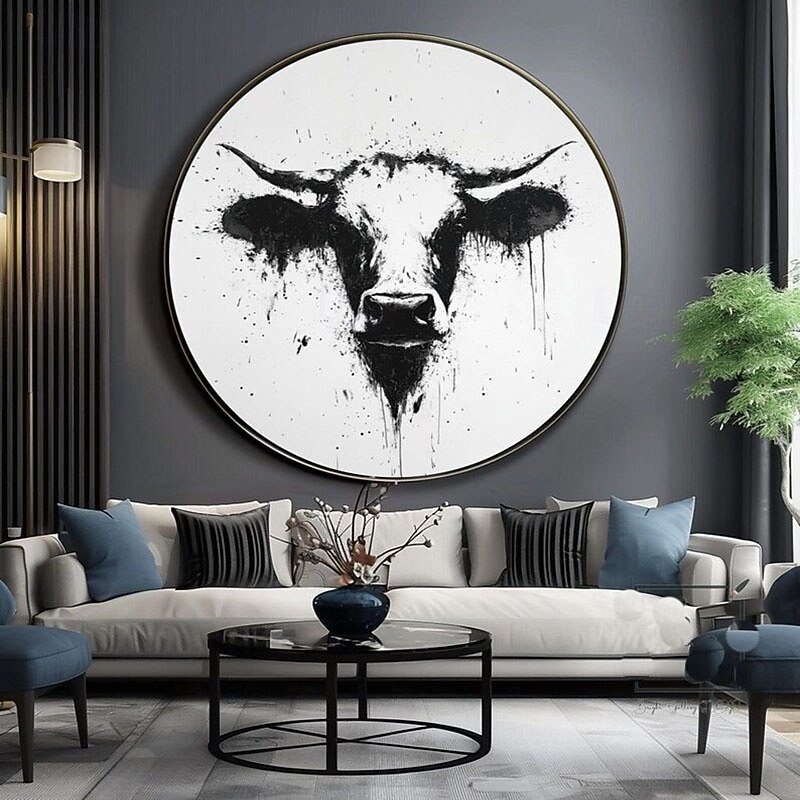 Hand Painted Oil Painting Abstract Cow Canvas Wall Art Colorful Canvas Art Large Textured Oil Painting for Home Wall Decor4