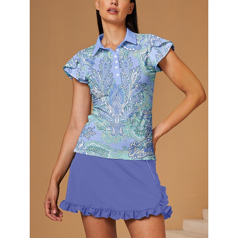 Women's Golf Polo Shirt Light Blue Short Sleeve Top Ladies Golf Attire Clothes Outfits Wear Apparel4