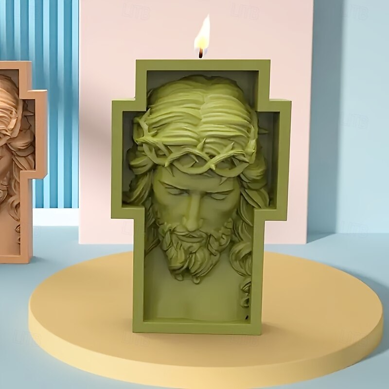 1pc Large Silicone Cross Mold for Soap Making and Cross Human Head Sculpture Resin Casting3