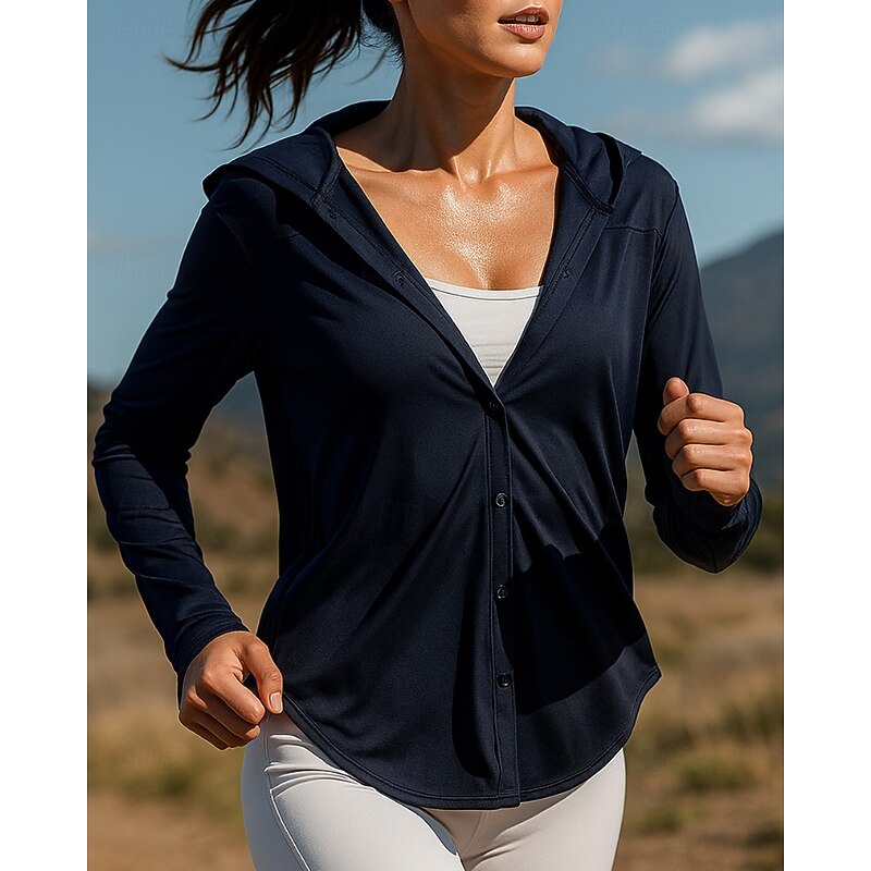 Women's Running Top Running Shirt Zipper Long Sleeve Top Athleisure Solid Colored Quick Dry Lightweight Breathable Tennis Golf Running Sportswear Activewear Black Cream Pink