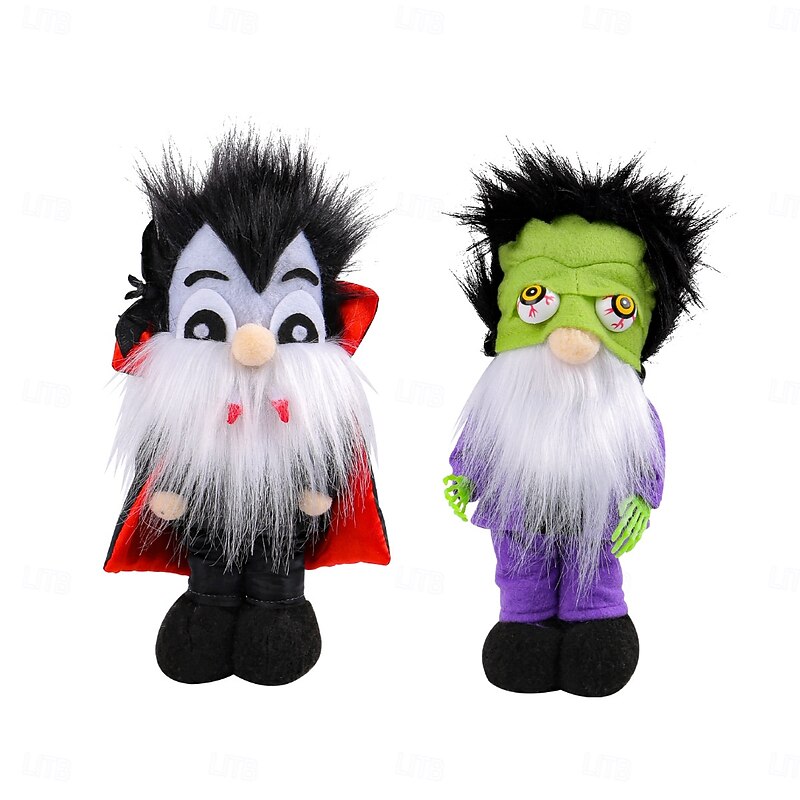 Halloween Vampire Gnome Plush Doll Decoration, Standing Zombie Figurine Prop, Scary Holiday Display Ornament for Home, Party, and Window Decor2