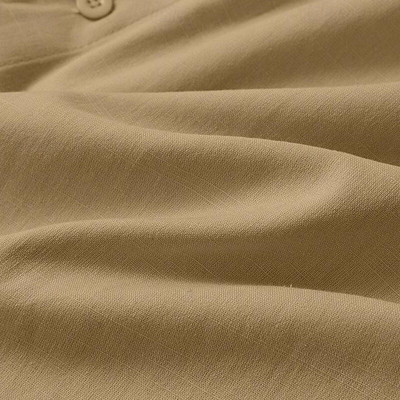 Men's Shirt Linen Shirt Band Collar Shirt Summer Shirt Beach Wear Casual Shirt Solid Color Vacation Curise Black White Blue Khaki Long Sleeve Collar Clothing Apparel4
