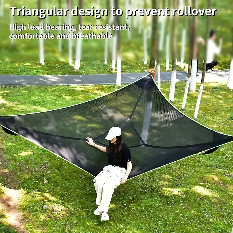 New Outdoor Multi-person Hammock Large Aerial TreeTent Aerial Camping Hammock Mesh Swing Outdoor Triangular Hammock4