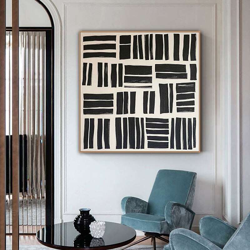 Mintura Handmade Beige & Black Minimalist Oil Paintings On Canvas Wall Art Decoration Modern Abstract Picture For Home Decor Rolled Frameless Unstretched Painting2