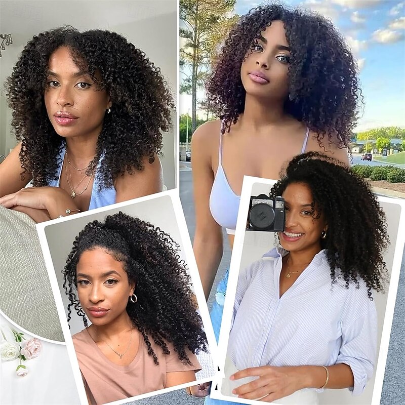 Curly Clip in Hair Extensions Urbeauty Pink Mango 6 PCS Protein Silk Kinky Curly Hair Extensions Clip Ins for Black Women Hair Soft Natural Durable Light Long Lifespan4