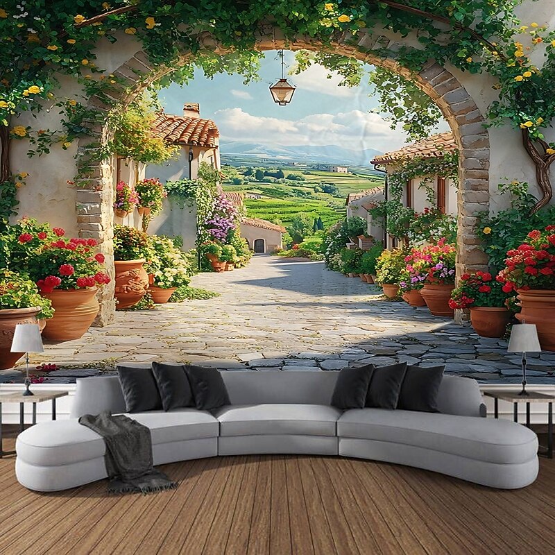 Vintage castle architecture flowers flowers plants landscapes tapestries decorative art blankets curtains hanging home furnishings bedrooms living rooms decorations3