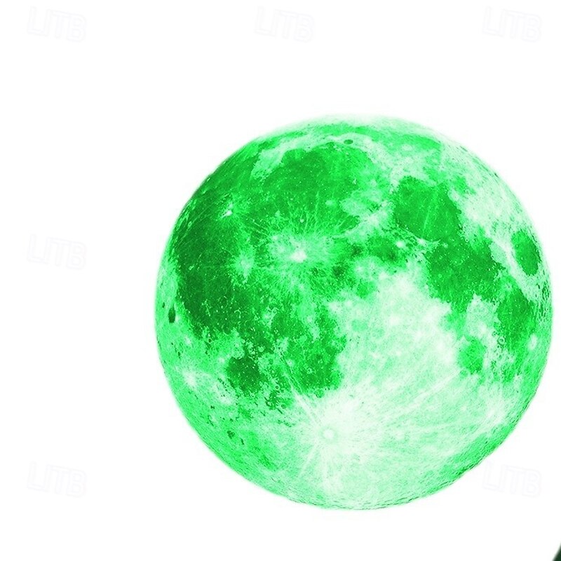 Moon Blue and Green Glow in The Dark Wall Sticker, Luminous Night Background Decal for Living Room and Bedroom Self-Adhesive Wall Decoration2