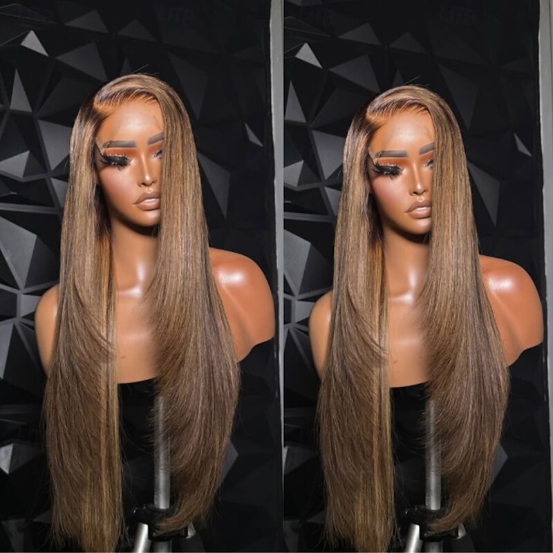 Remy Human Hair 5x5 Closure 13x4 Lace Front Wig Layered Haircut Brazilian Hair Wavy Brown Multi-color Wig 130% 150% Density with Baby Hair Highlighted / Balayage Hair 100% Virgin Glueless Pre-Plucked