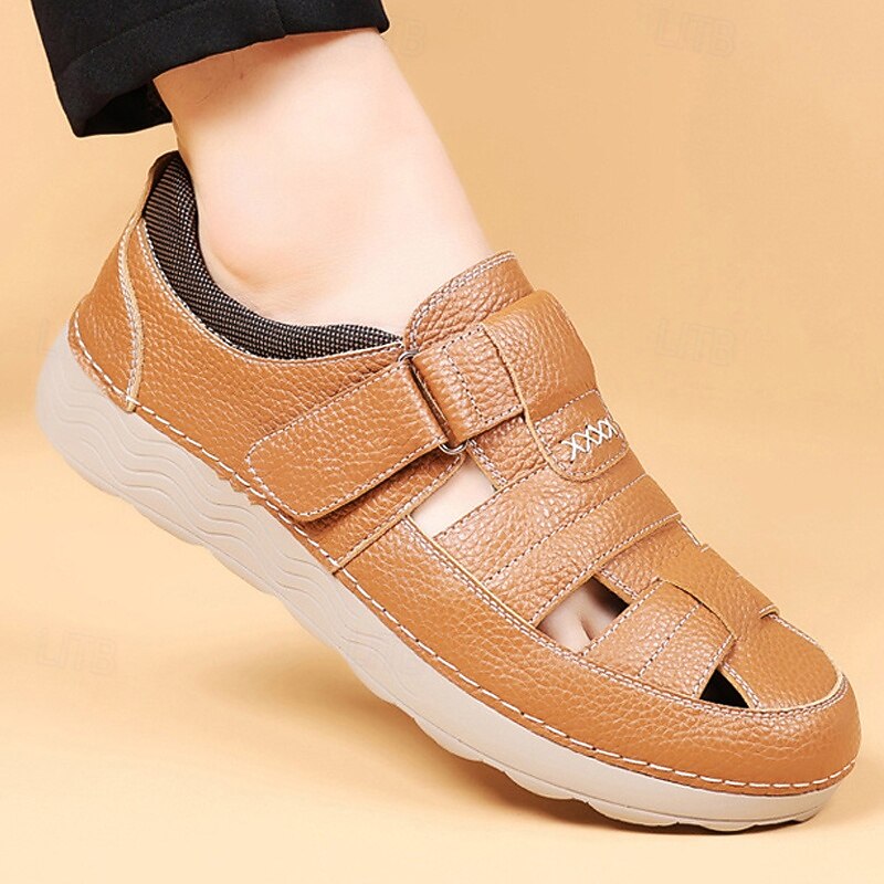 Men's Tan Velcro Strap Sneakers with Breathable Upper and Flexible Sole – Comfortable and Stylish Shoes for Casual Wear and Outdoor Activities3