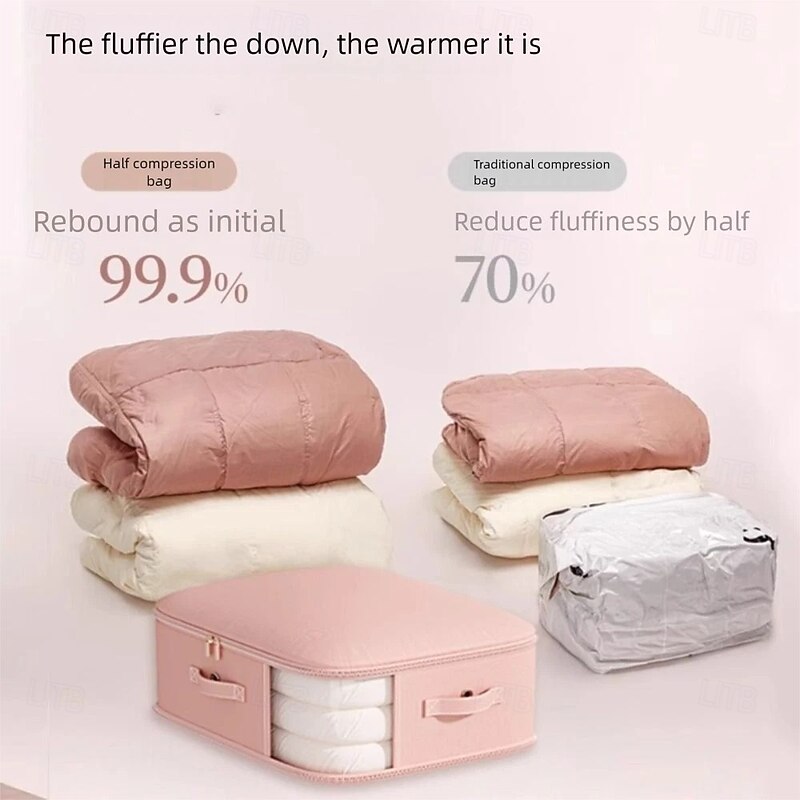 Compression Storage Bags Large Capacity Comforter Storage Bag, 2-Layer Washable Ultra Space Saving Self Compression Organizer Space Bags for Blankets, Sweaters, Sheets2