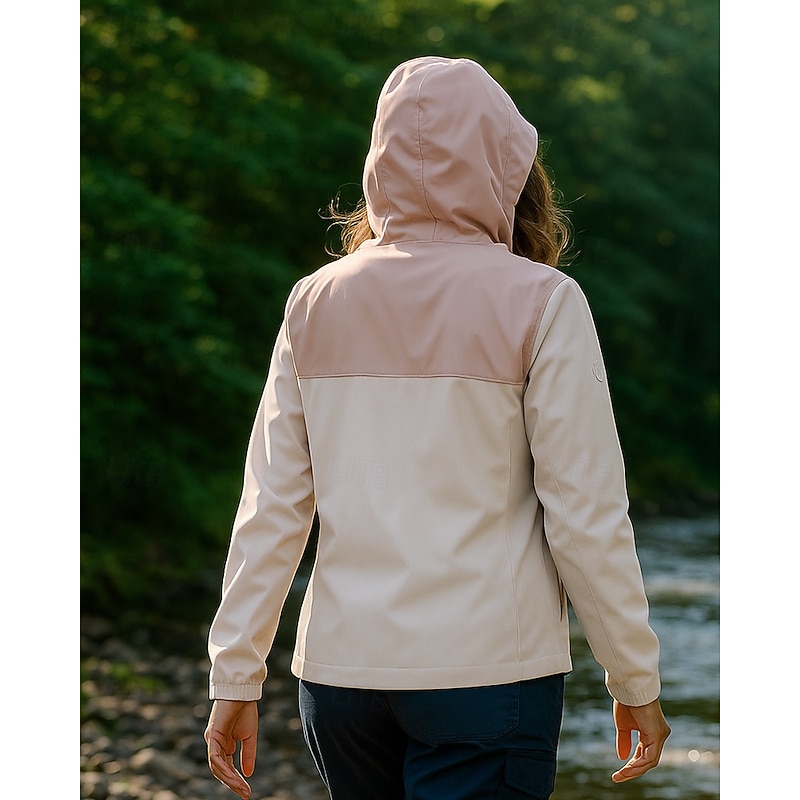 Women's Outdoor Jacket Hiking Jacket Raincoat Outdoor Waterproof Windproof Quick Dry Lightweight Hiking Outfits Hiking Clothes Spring Autumn / Fall Jacket Tennis Golf Running Solid Color Dark Pink2