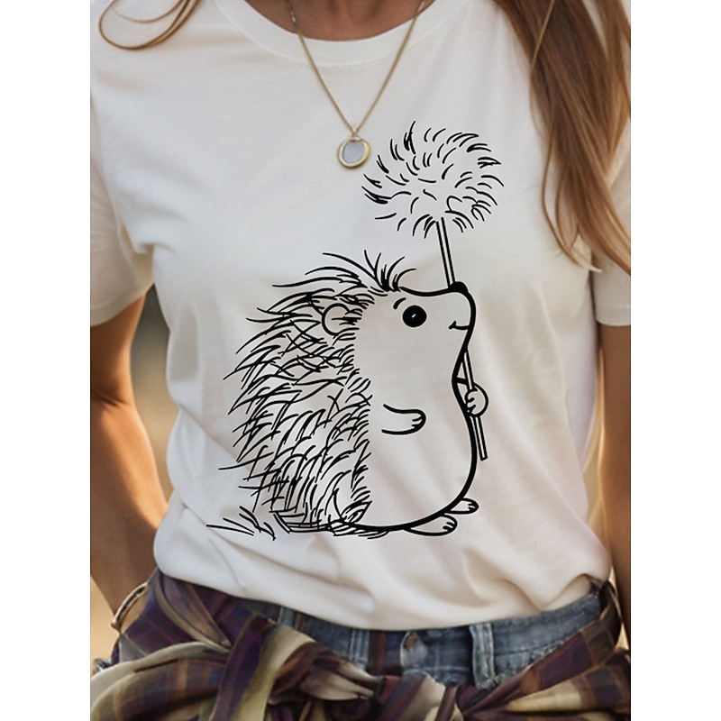 Women's T Shirt Graphic Animal Vintage Stylish Classic Short Sleeve Crew Neck Round Neck Regular Tops Daily Weekend Print Black White Pink Red Blue Summer Spring3